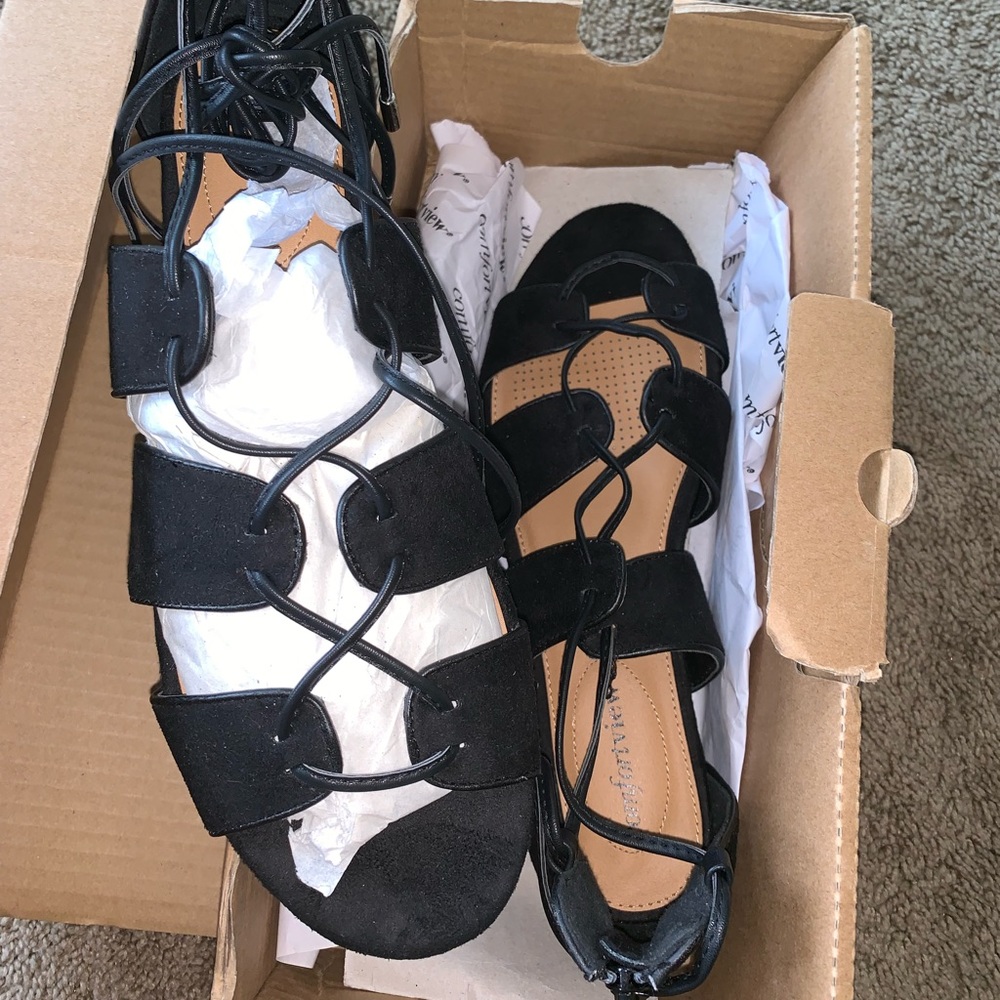Black lace up sandals